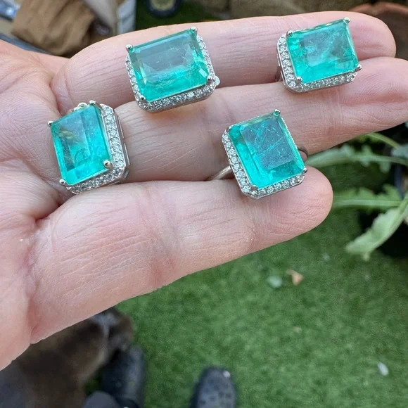 FINAL SALE Natural Paraiba Tourmaline Doublet Set in 925 Sterling Silver - Picture 4 of 14